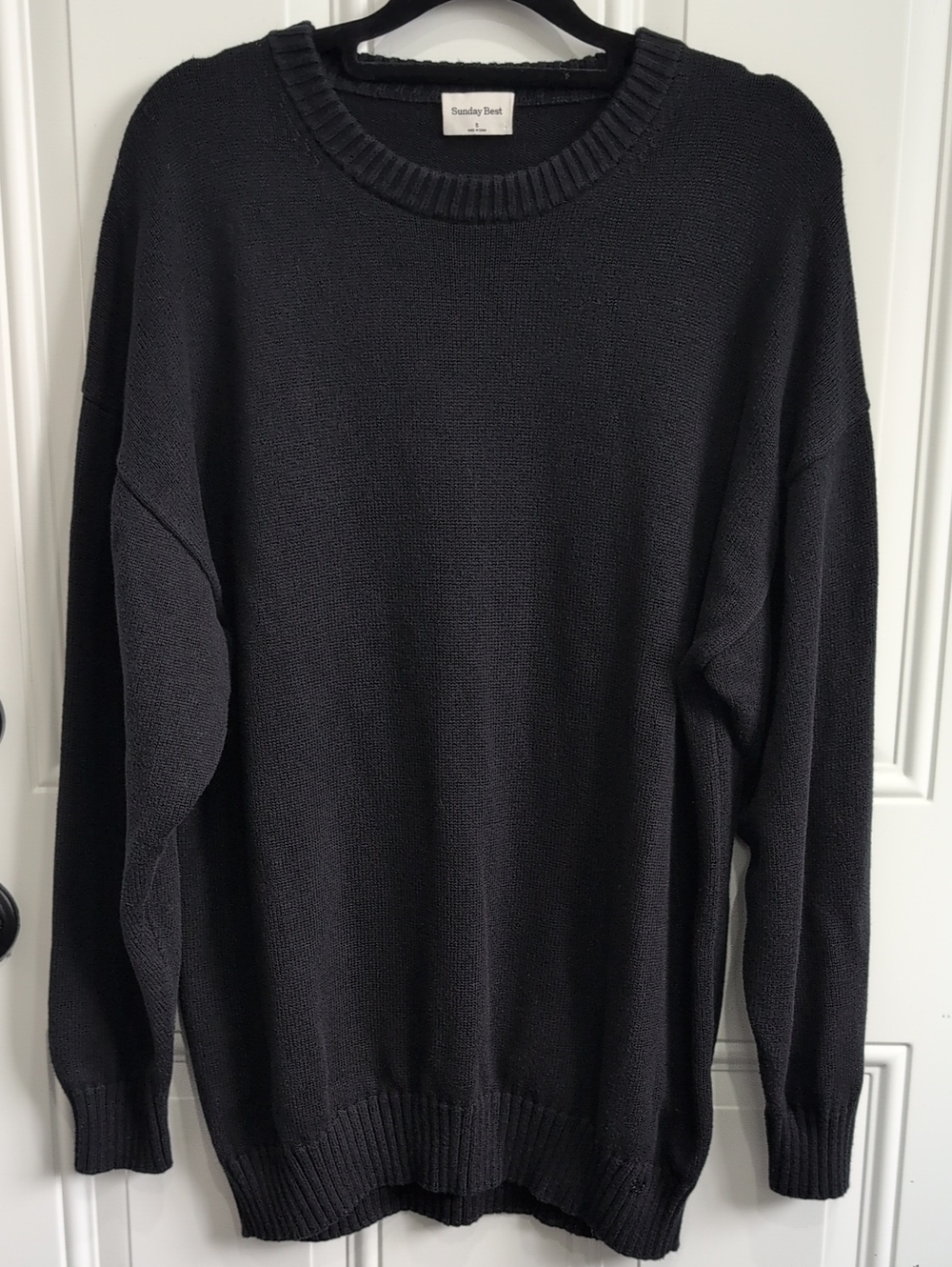 Sunday Best Black Peggy Sweater 95% Organic Cotton, 5% Cashmere Ptp 22"